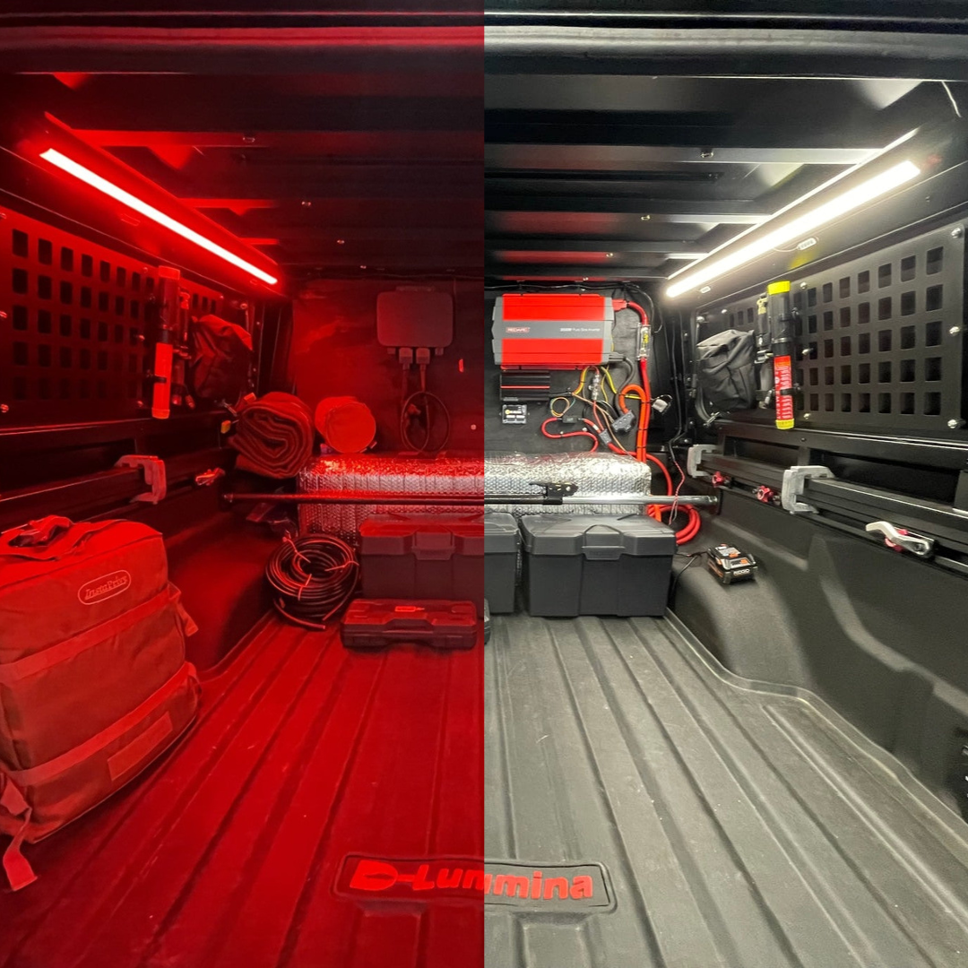 F-Series lights installed in red and normal color