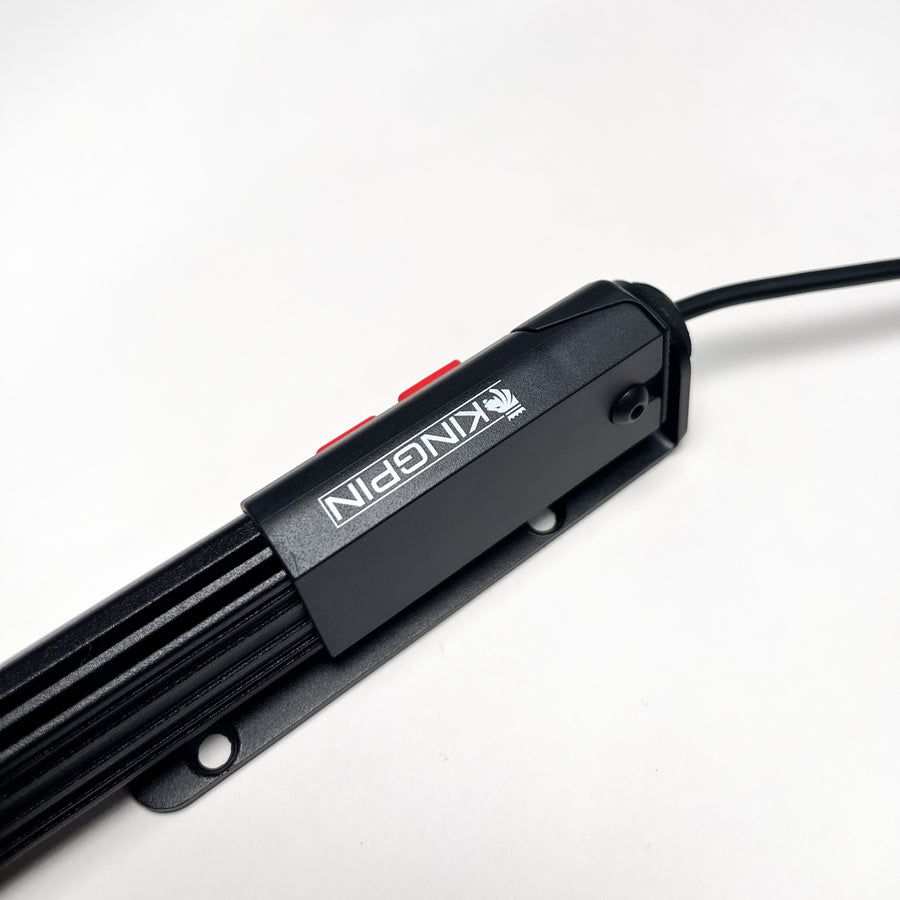 Kingpin F-Series 12" light in a Search Mount bracket, close up