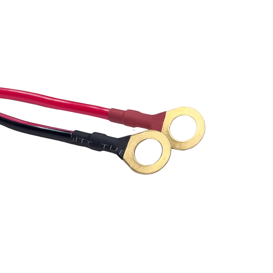Ring terminals on the battery end of the Kingpin Power Supply Kit