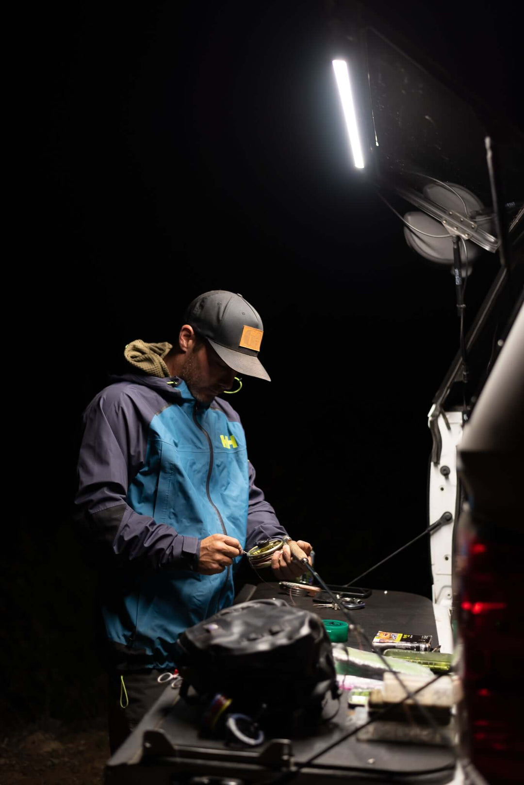 Kingpin Lighting Tailgate Fishing Shot night time