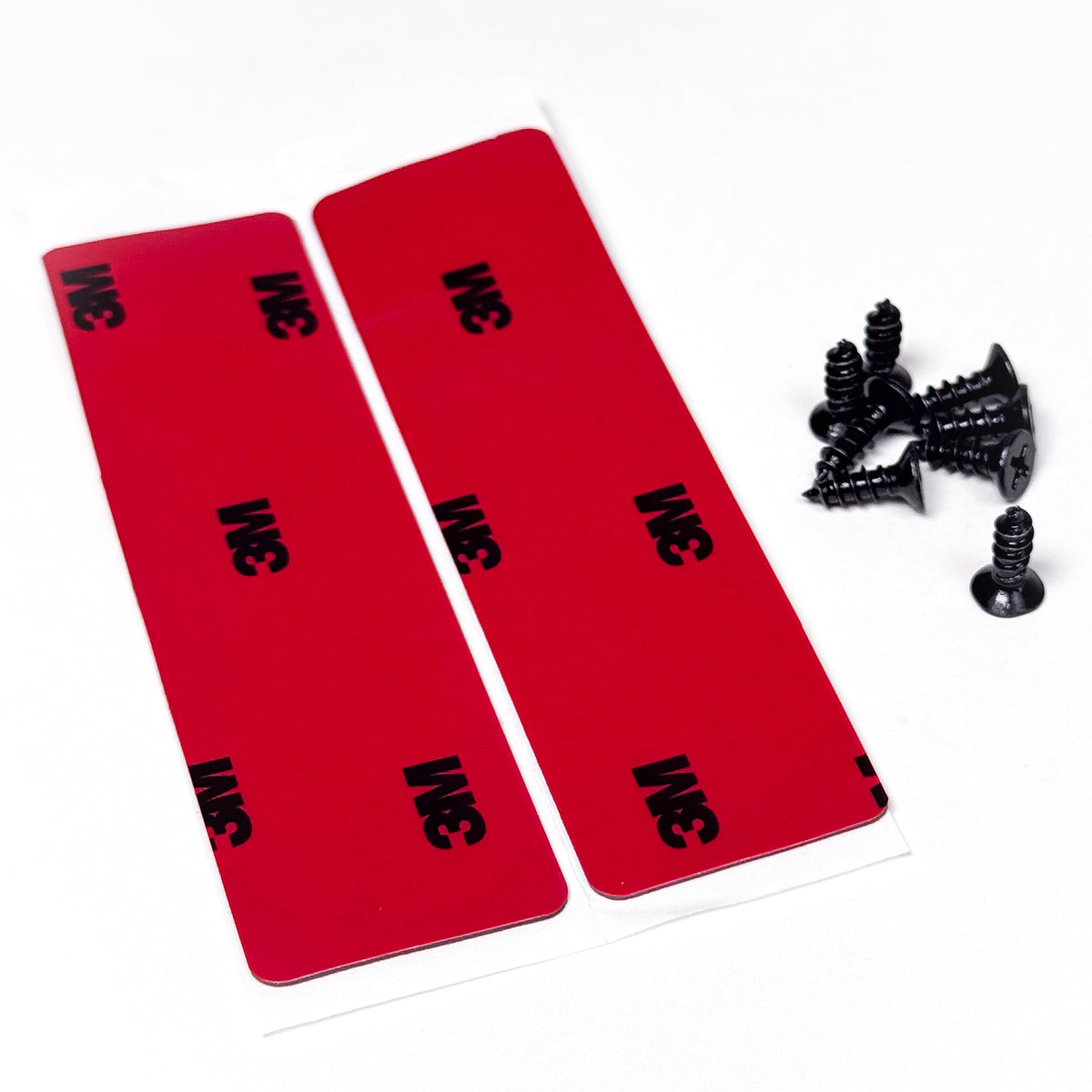 3M VHB mounting tape strips and screws included with a Kingpin light