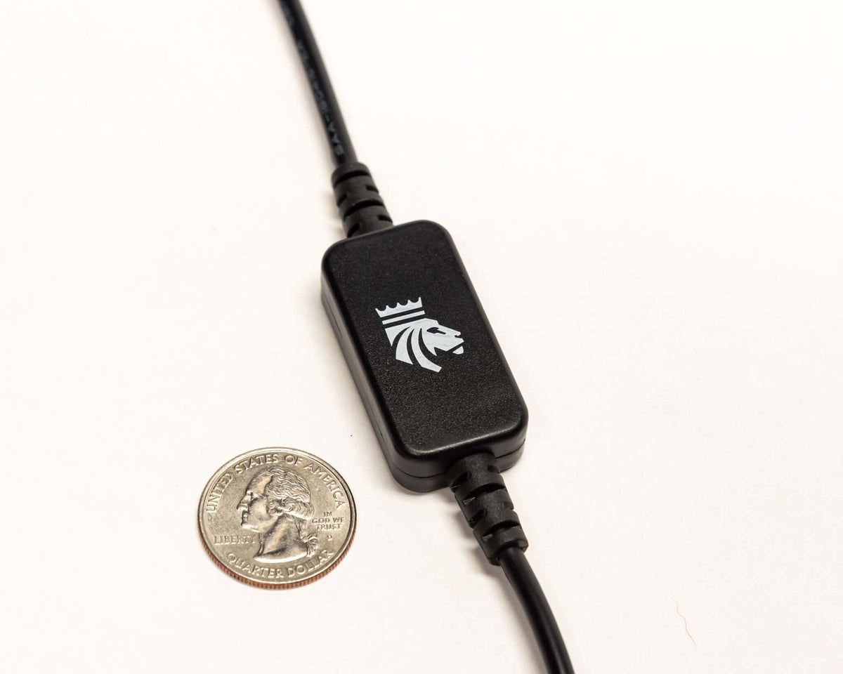 Kingpin Touch Dimmer Switch next to a US quarter for size
