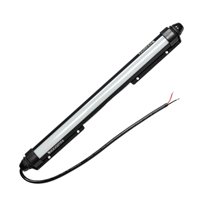 Kingpin V-Series 12" light with its power lead on a white background