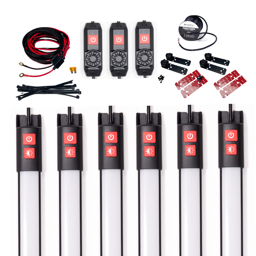 Dual-Color Trailer Light Kit: six F-Series 40" lights, three Rotary Dimmers, Search Mounts, power kit and cable